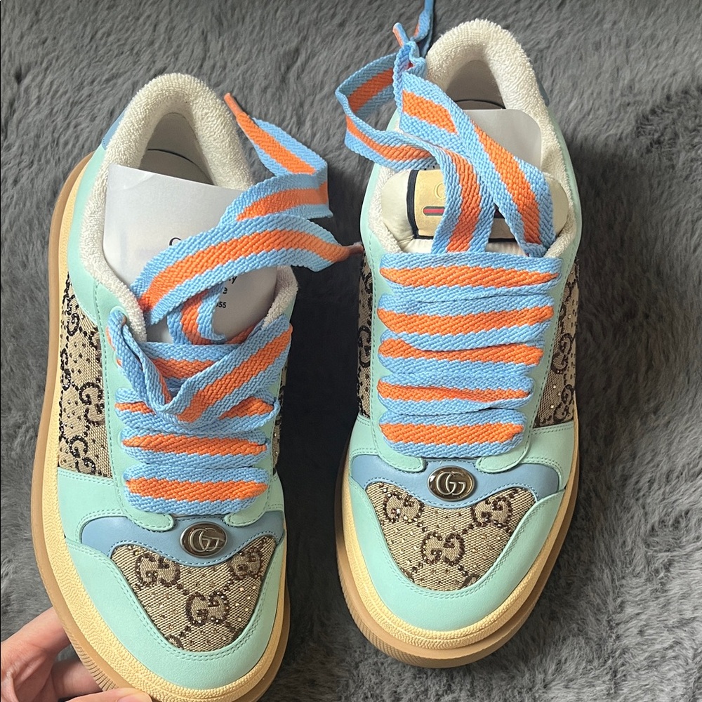 Gucci Kids Sneakers - Light Blue and Orange